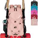 45L Hiking Backpack with Rain Cover, Lightweight Foldable Camping Backpack for Trekking, Water-Resistant Daypack with Hiking Pole & Mat Carrying System, Pink