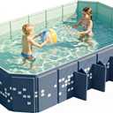 Foldable Pool Non-Inflatable, 102"×65"×20" Large Collapsible Swimming Pool for Kids Adults, Hard PVC Board, 10 Triangle Supports, Family Backyard Outdoor Pool, Blue