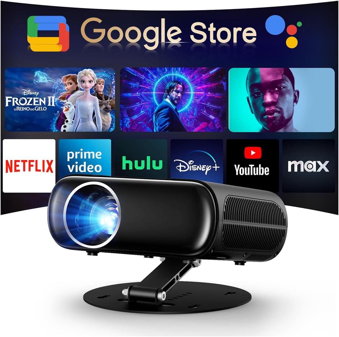 GoogIe TV Smart Projector with WiFi and Bluetooth, Goiaey C26 Mini Projector, Built-in Official Streaming Apps, GoogIe Voice, DoIby Audio, Zoom Native 1080P 4K Supported Movie Proyector