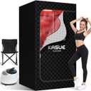 Infrared Sauna, Portable Steam Sauna Box with XL Steamer and Folding Chair, 5-Layer Waterproof and Thermal Insulation, for Home Spa, Detoxification, Relief Muscle Pain, Indoor & Outdoor(Dark Black)