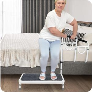 Bed Step Stool with Rail for High Beds - Adults & Elderly Assist Step Up Foot Stool with Handle - 400lb