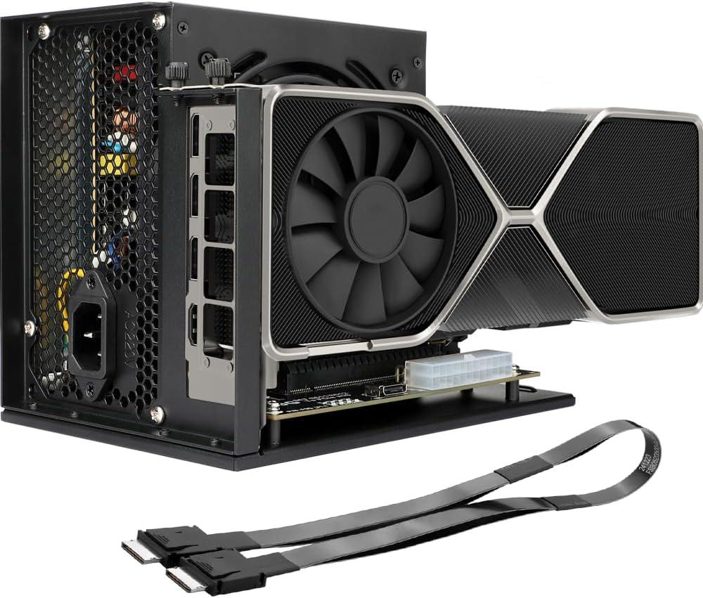PCIe 4.0 x4 64Gbps Compatible eGPU DOCK, with OCuLink SFF-8612 8311 to PCIe x16 and SFF-8611 Male Cable, Enclosure supports Standard ATX Power and External Graphics Cards GPU for Laptop Mini PC