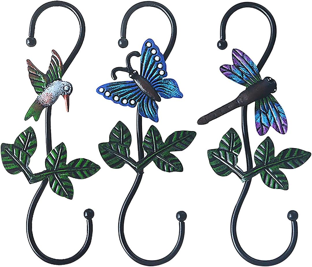 Large Decorative S Hooks, Set of 3 Plant Hangers, Beautiful and Vivid Plant Hook for Hanging Outdoor Indoor Garden Plants, Flower Baskets, Pots, Bird Feeders