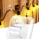 Hooks for Outdoor String Lights Clips: 50 Pack Square Clear Large Heavy Duty Light Hook Waterproof Adhesive Strips - Outside Hanging Rope Light Cable Cord Holders Organizer
