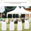BDDC Cocktail Table Covers - 2 Pack 24"x 43" White Cocktail Table Tablecloth with Natural Wavy Round Skirt for Bar Wedding Party Banquet