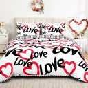 ASPMIZ Valentine's Day Duvet Cover King Size, 3 Pieces Love Hearts Duvet Cover Set with Zipper Closure, Checkered White Comforter Cover Set 1 Duvet Cover 104" x 90" and 2 Pillow Shams