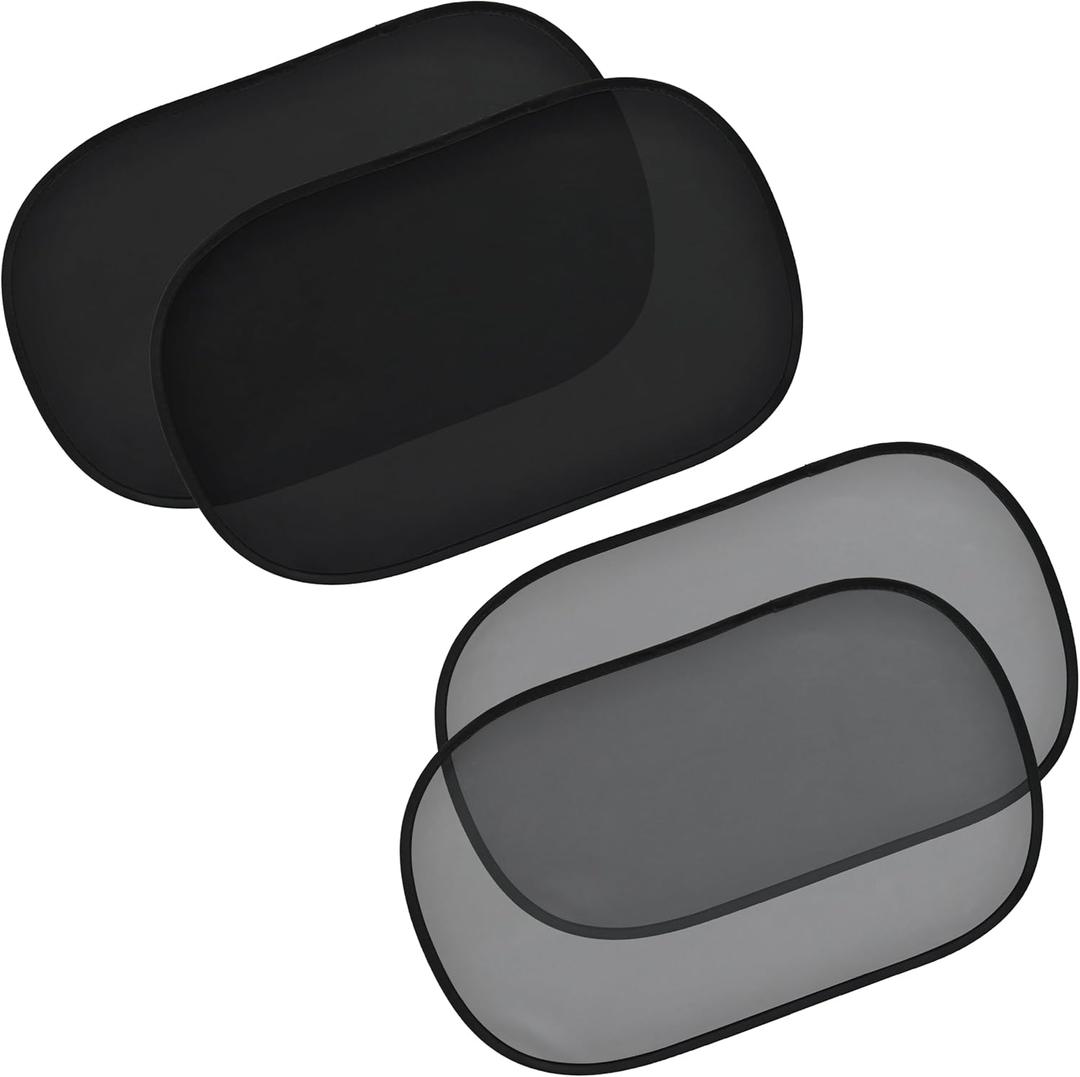 EcoNour Car Window Shades for Baby (4 Pack) | Safeguard Seat from Sun & Heat | Sun Shade Side Windows for Kids | Automotive Sun Protection from UV | Child Safety Accessories | Medium - 20"x12" (2 Transparent + 2 Semi Transparent)