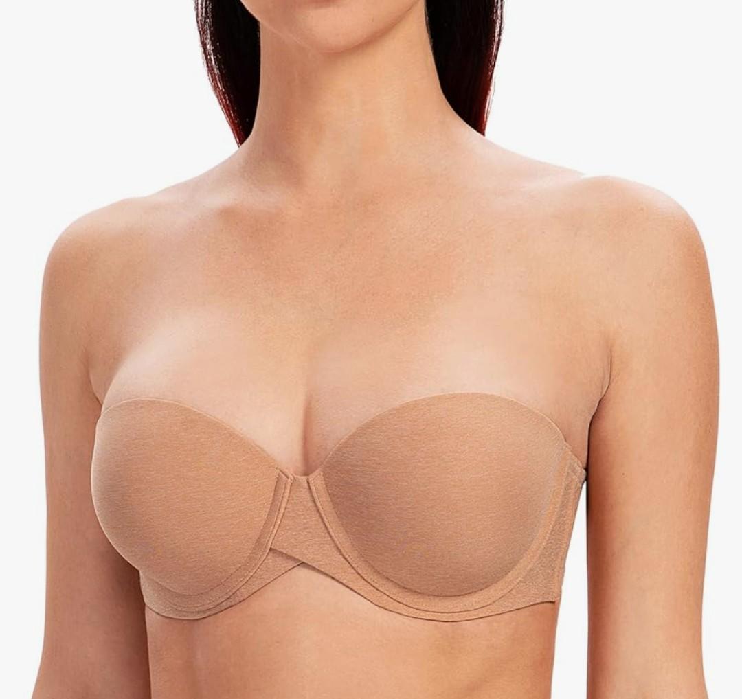 MELENECA Women's Underwire Smooth Multi-Way Uplift Padded Push Up Strapless Bra 36 D