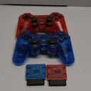 Burcica Wireless Controller for PS-2 Play 2 Double Vibration 2 - ClearBlue and ClearRed