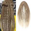 24 Inch 3 In 1 Dreadlock Extensions Sets, 30 Strands Mixed Brown to Blonde Synthetic DE Dreads Extensions, 100% Handmade Soft Double Ended Curly Boho Wavy Dreads for Girls
