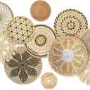 Tatuo 11 Pcs Boho Wall Basket Decor Bulrush Woven Wall Hanging Art Round Farmhouse Rustic Handmade Wicker for Summer Home, Bedroom, Living Room, Kitchen Decorations, Multi Sizes(Vivid)