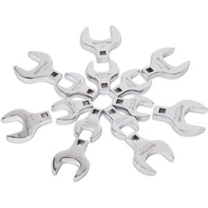 HURRICANE 1/2 Drive Crowfoot Wrench Set, 14 Piece Jumbo Crowfoot Flare Nut Wrench Tool Set, SAE Sizes from 1-1/16" to 2" with Storage Tray, With Fully Polished Chrome Finished