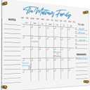 Clear Acrylic Calendar Dry Erase for Wall, Family Planner, Monthly Calendar Dry Erase Whiteboard for Home, Office, 17" x 13"Reusable White BoardClear-3343