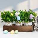 Spring Easter Table Decorations Centerpieces Set of 6 Pre-Made Eggs Tabletop Arrangements with Rustic Metal Vase for Farmhouse Dining Room Home Kitchen Indoor Party Office Decor