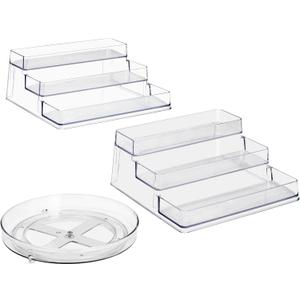 Sorbus Pantry Spice organizer Set, 3-Tier Seasoning Organizer for Cabinet (2 Pack) and Lazy Susan Spice Rack Turntable 9-Inch, Spice Organization for Cabinet, Condiment Organizer Pantry & Refrigerator