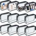 12 Pieces Clear Makeup Bags, TSA Approved Toiletry Bag for Travel, PVC Transparent Cosmetic Pouch with Zipper, Waterproof Vinyl Plastic Organizer Case for Vacation Bathroom (Medium)
