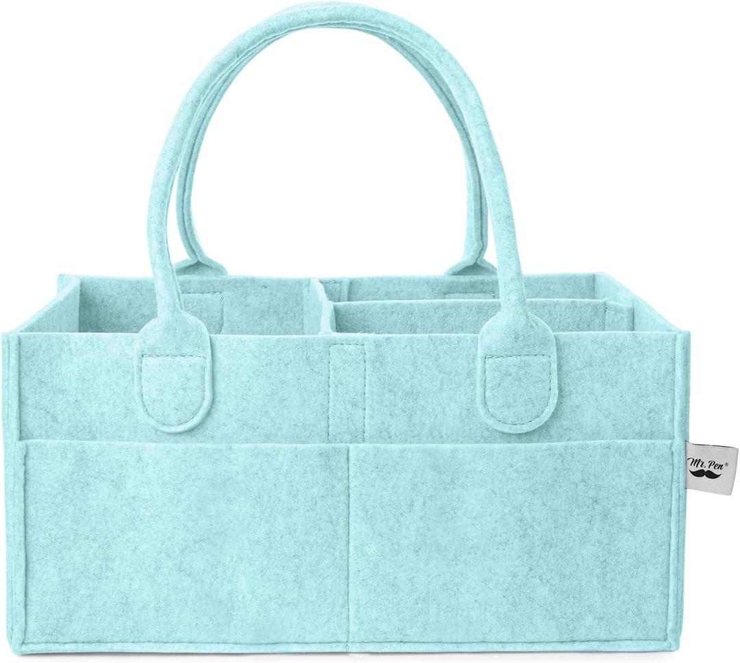 Mr. Pen- Baby Diaper Caddy Organizer, Mint Whisper, Baby Caddy Organizer with Handle, Compact Size, Collapsible & Portable