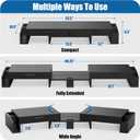 Simple Houseware Desk Dual Monitor Stand Riser with Pull-Out Drawers, Black