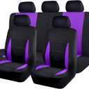 Flying Banner Car Seat Covers Front Seats Rear Bench Polyester car seat Protectors Easy installations Rear Bench Split Classic Man Lady Truck (Full Set - Low Back, Black Purple)