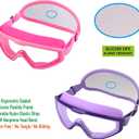 Kids Swim Goggles Age 3-8, Toddler Goggles No Hair Pull,Child Swimming Mask Fabric Strap (Pink & Violet)