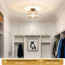 Lxybcce Crystal Ceiling Light Fixture, Modern Matte Black Crystal Chandelier, Small Semi Flush Mount Ceiling Lighting, Round Hallway Lighting for Kitchen Entryway Bedroom Bathroom, 1-Light, 9 Inch