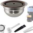 RTXANFYZ Stainless Steel Reusable Coffee Pods for Nespr*sso V-rtuo - Refillable Capsules Compatible with V-rtuoline GCA1 and ENV135 NEXT POP Series With 4 Barcode Stickers,Silicone Lid (230ML)