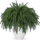 Der Rose 12Pcs Christmas Norfolk Pine Stems, 18 Inch Artificial Pine Branches Faux Cedar Stems Greenery Picks for Xmas DIY Crafts Wreath Garland Home Outdoor Christmas Decorations Indoor