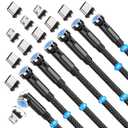 540 Rotation 3 in 1 Magnetic Charging Cable7-Pack, 1.6ft/3.3ft/6.6ft/6.6ft/10ft/10ft, Magnet Phone Charger Compatible with Micro USB, Type C Device