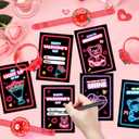 Valentines Day Cards Gift for Kids School, 24 Pack LED Light Toys with Valentines Greeting Cards, Glow in the Dark Lighting Bulk Toy for Valentines School Classroom Exchange Prizes Party Favors