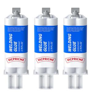 Vicpricme Heavy Duty Epoxy Metal Glues - 5 Min Set, Waterproof Repair for Metal, Plastic, Wood, Ceramic. Fix Leaks & Cracks on Auto, Marine, Pipes, DIY. 3 Pack (1.76oz)