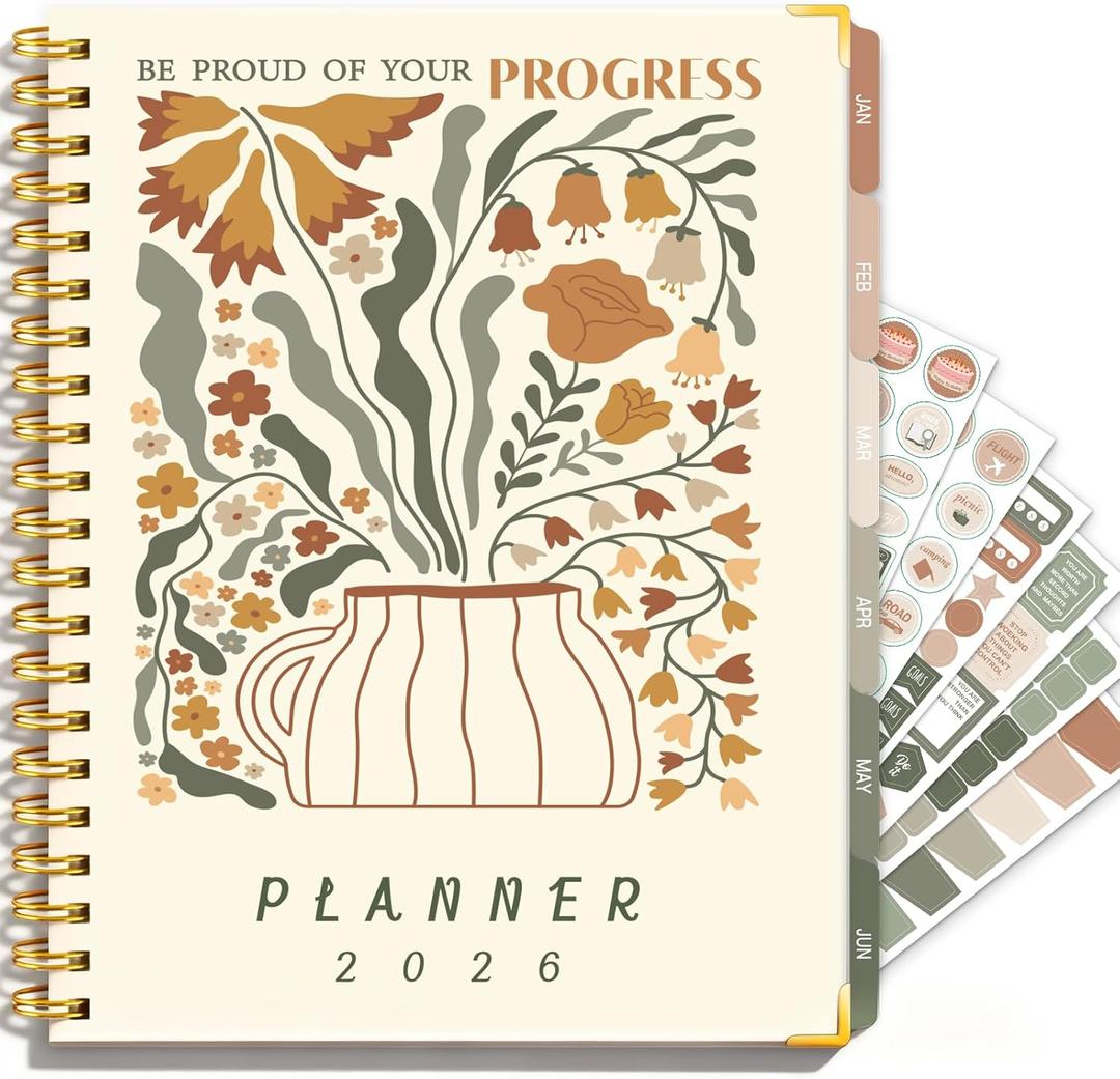 Large 2026 Planner  Weekly & Monthly Planner Organizer from January 2026 - December 2026, 8.5"x11" Aesthetic Daily Agenda Planning Book with Pocket, Stickers & Tabs for Women Students Office, A4 Size
