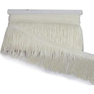 Chainette Fringe Trim 5 Yard x 4 Inches Fabric Trims Tassel Sewing for DIY Decoration Clothes Accessories Latin Wedding Dress (Cream)