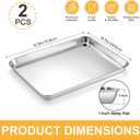 Onader Baking Sheet Set of 2, 12.5" x 9.7" Food-Grade Stainless Steel Quarter Sheet Pans for Baking, Metal Cookie Toaster Oven Pan Tray, Heavy Duty & Dishwasher Safe