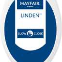 Mayfair Linden Slow Close Toilet Seat, Non Slip Heavy Duty Wood, Easy Install, Elongated, White
