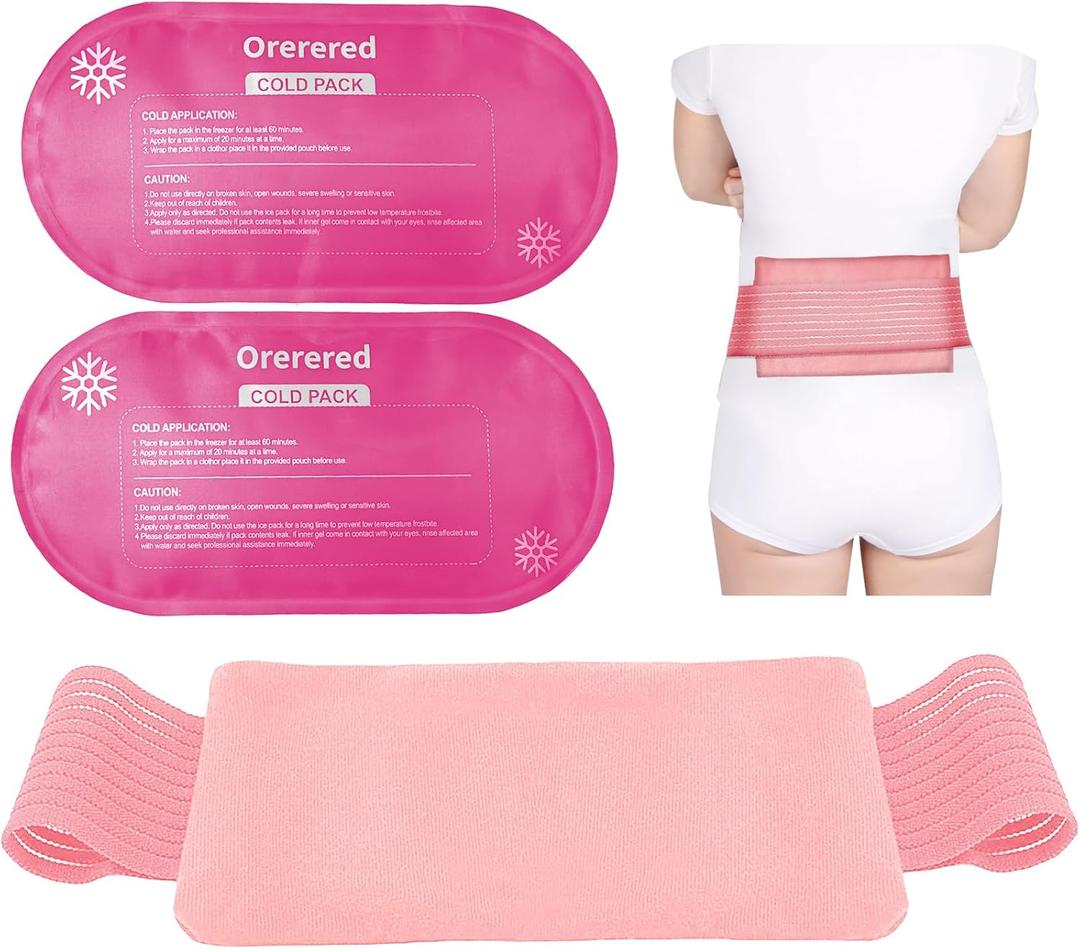 Ice Packs for Injuries Reusable, 3-Piece Set Soft Cold Gel Soft Ice Wrap for Injury, Alleviate Joint and Muscle Pain - Gel Ice Pack Resuable for Back, Elbow, Shoulder(3pcs-Pink)