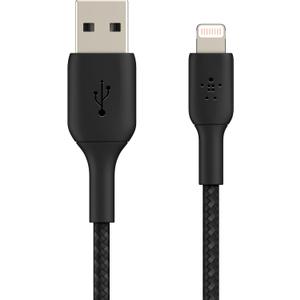 Belkin BoostCharge Braided Lightning Cable - 3.3ft/1M - MFi Certified Apple iPhone Charger USB to Lightning Cable - iPhone Cable - iPhone Charger Cord - Apple Phone Charger - Black, 3.3 Feet / 1 Meter