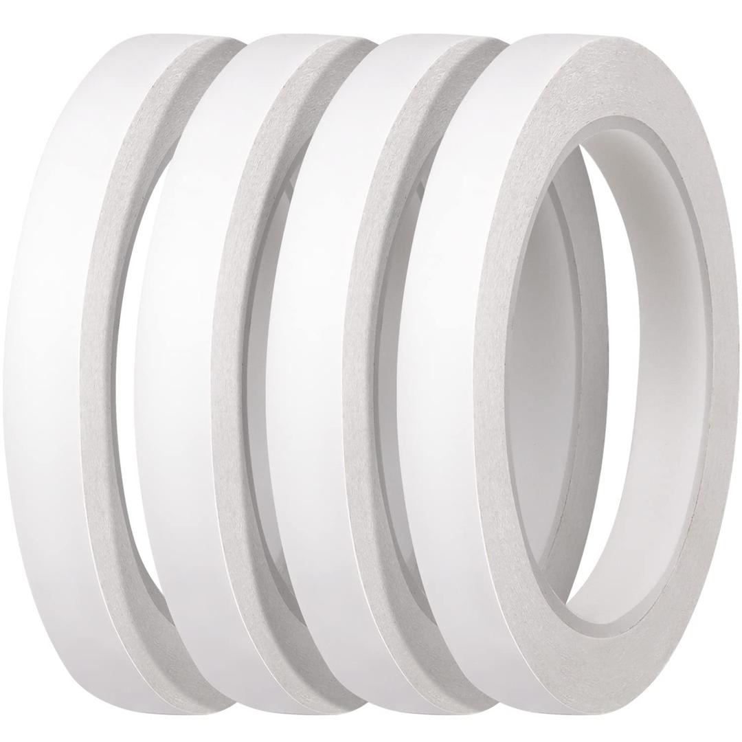 Thin Double Sided Tape for Craft,Card Making,Gift,Scrapbooking and Office School Stationery Supplies,Tear-by-Hand, Paper Backing (4Rolls,1/2 Inch x 32 Yards Per Roll)