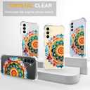 Compatible for Samsung Galaxy S24 Plus & S25 Plus Case for Women Cute Phone Funda Clear Design, S24+ / S25+ Cases Transparent Cool Kawaii Protective, Mandala Floral Decoration Henna Flower