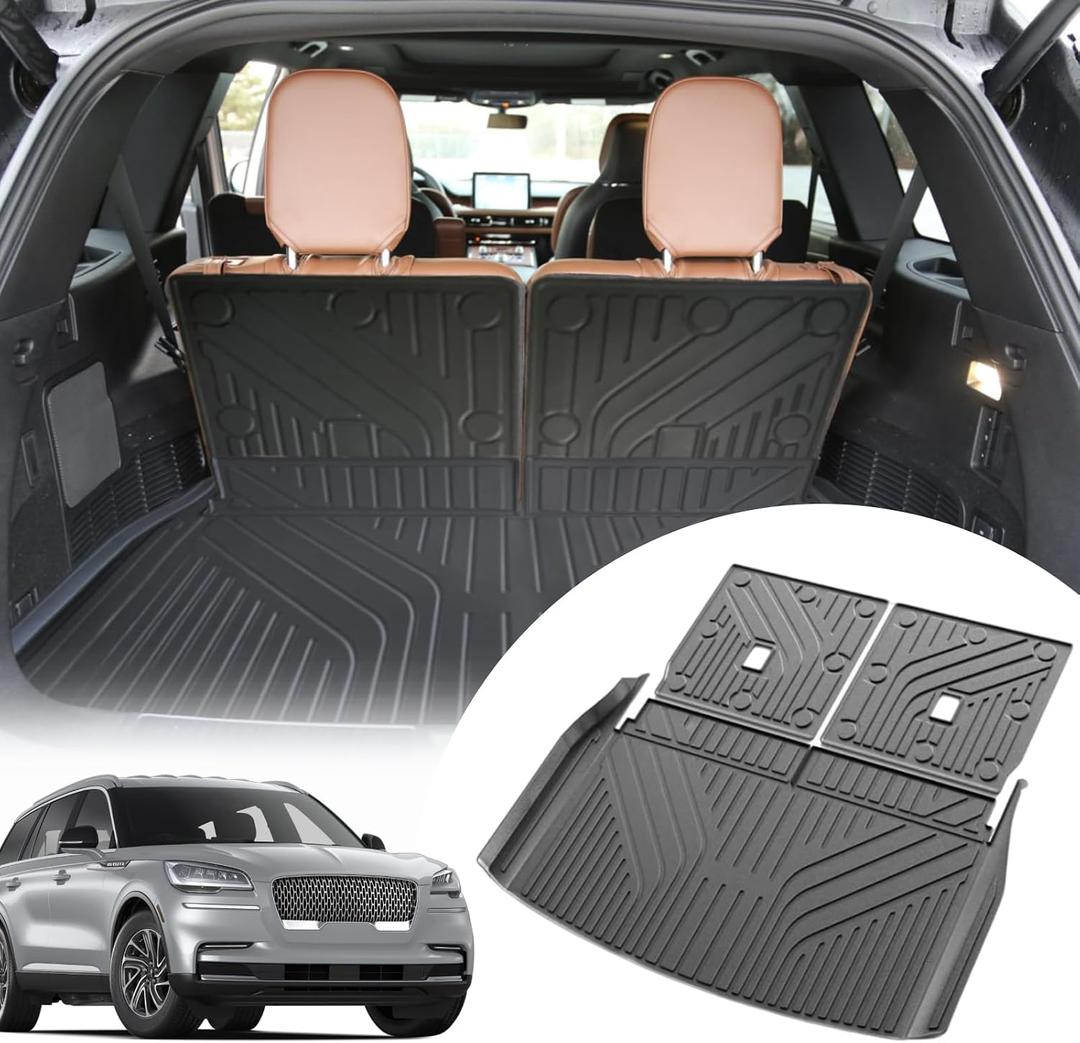Cargo Liners Backrest Mat for Lincoln Aviator Accessories 2020-2025 2026 with Hook&Loop Rear Trunk Mat Rear Seat Back Cover Protector All Weather Anti-Slip Split Dog Liner 3 PCS