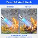Propane Weed Torch Burner, 30" Blow Torch with Self Ignition & Rubber Grip, Garden Weed Burner & Charcoal Starter for BBQ, Driveway, Snow Melting (Fuel Not Included)