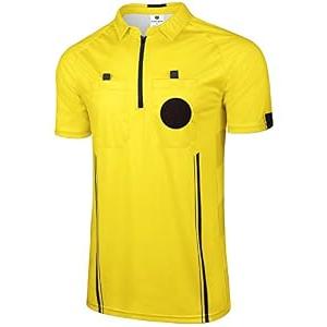 FitsT4 Sports Pro Soccer Referee Jersey Short Sleeve Ref Shirts Yellow, XL