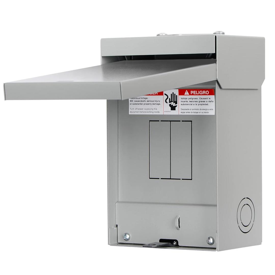 60 Amp Single Phase, 3 Wire, Solid Neutral, 2 Spaces and 4 Circuits Outdoor Circuit Breaker Enclosure(9.5 x 6 x 5 inches)