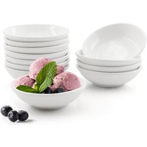 12 Pack 1.2 Oz White Soy Sauce Dish Ceramic Dip Bowl Set, Mini Dip Sauce Bowl Set, Ceramic Mini Soy Sauce Plate, Porcelain Side Dish for Ketchup Sauce Plate, Soybean, BBQ, Party (Round 12 Pcs)