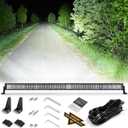 Auxbeam LED 52 Inch 300W Lights Bar, Super Bright 30000LM Off Road Driving Lamp, 5D Lens Double Row Spot Flood Combo Fog Waterproof Light with Wiring Harness for Pickup Trucks SUV ATV UTV Boat