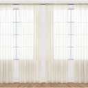 SpaceDresser Ivory Sheer Curtains 4 Panels Rod Pocket Semi-Sheer Curtain 90 Inches Long Light Filtering Voile Window Drapes for Bedroom Living Room Kitchen, Each 52W x 90L