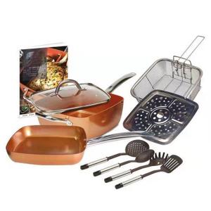 9 Pcs set Multi Purpose Cookware Set, Copper Colored Non Stick Pan Kitchen Cooking Set for Kitchen Home
