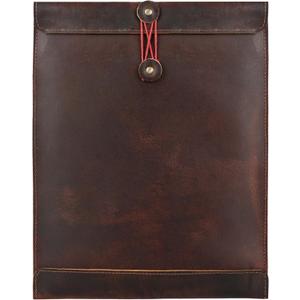Leather Mailing Envelope Document Holder, Leather Portfolio Binder,A4 Letter Size Filing Folder,Gummed Folder Case Vertical Protector, Office Padfolio, Handmade Desk Accessories (Bourbon Brown)