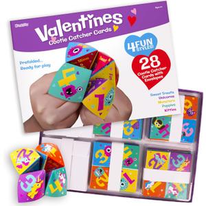 Kangaroo 28 Pack Cootie Catcher Cards for Valentines - Classroom Valentines Cooties Game for Kids - Valentines Day Cards for Kids School - Valentine Party Favors Bulk for Boys and Girls