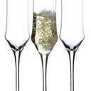 BACLIFE Hand Blown Crystal Champagne Flutes, Sparkling Champagne Glasses Set of 3-  7 Ounce