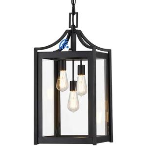 Osimir Outdoor Pendant Light, 14" Large Modern Hanging Porch Light with Adjustable Chain, Black Exterior Outdoor Hanging Lantern with Clear Glass for Porch Foyer Gazebo, 2439/1H - Amazon.com